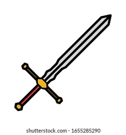 crusader knight sword flat icon