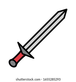 crusader knight sword flat icon