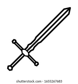 crusader knight sword line icon