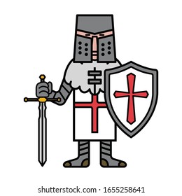 crusader knight warrior flat icon