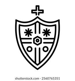 Crusader shield icon in linear style 