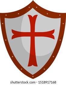 Crusader shield, illustration, vector on white background.