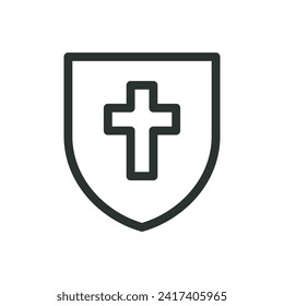 Crusader shield isolated icon, Templar shield vector symbol with editable stroke