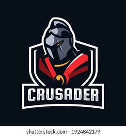 Crusader Spartan Roman Helmet E-sport Logo Template