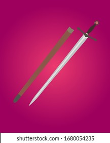 Crusader sword design with a red background