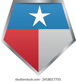 crusader type shield with the state flag of Texas all isolated on a white background