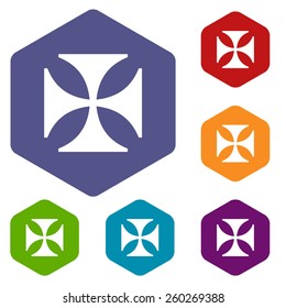 Crusaders rhombus icons set in different colors. Vector Illustration