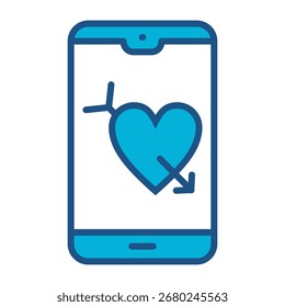 Crush In Blue Monochrome Flat Design, Vector Illustration