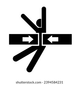 Icono negro de riesgo corporal aplastante,Ilustración vectorial, Aislar en etiqueta de fondo blanco. EPS10