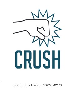 Crush concept - fist destroying wall 