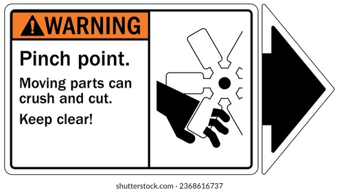 Crush and cut hazard warning sign and labels