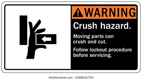 Crush and cut hazard warning sign and labels