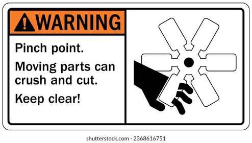 Crush and cut hazard warning sign and labels