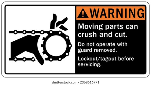 Crush and cut hazard warning sign and labels