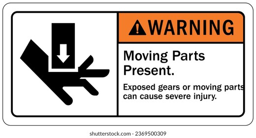 Crush and cut hazard warning sign and labels