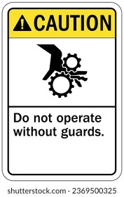 Crush and cut hazard warning sign and labels
