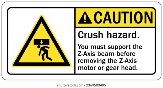 Crush and cut hazard warning sign and labels