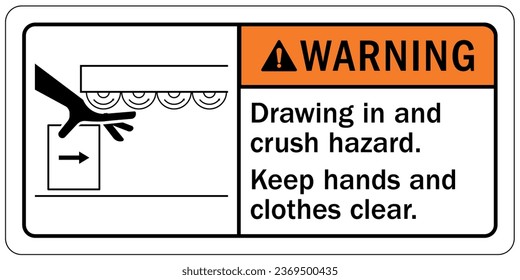 Crush and cut hazard warning sign and labels