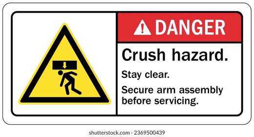 Crush and cut hazard warning sign and labels