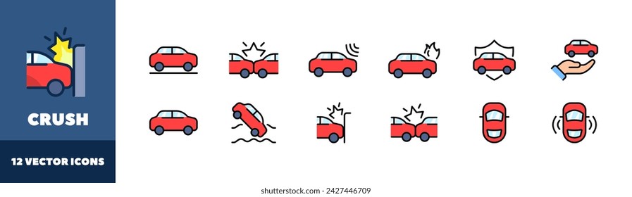 Conjunto de iconos de aplastamiento. Estilo plano. Iconos vectoriales