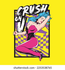 Crush on you poster with crying girl design