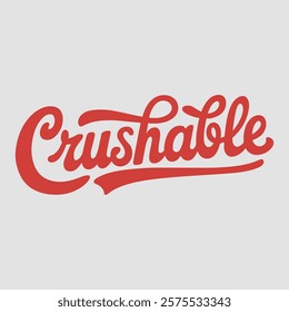 Crushable script text typography valentine vector  transparent background