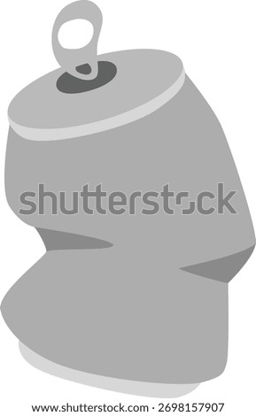Crushed aluminum can symbolizing plastic pollution and waste management issues, ideal for recycling campaigns or environmental sustainability awareness visuals.