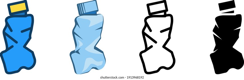 Crushed bottle icon, vector illustrations