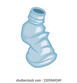 Crushed , broken plastic bottle water  illustration drawing