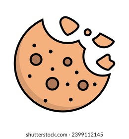 Crushed chocolate chip cookie icon. Vector.