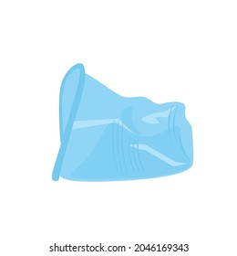 Crushed, crumpled blue empty plastic cup. Used plastic cup trash.Vector illustration isolated white background