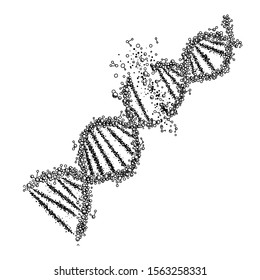 Crushed DNA spiral, hand drawn vector illustration