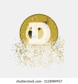 Crushed Dogecoin Symbol. Simple illustration of Dogecoin. Concept of internet cryptocurrency.  International stock exchange. Dogecoin Mining Stocks Getting Crushed