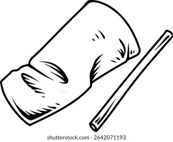 Crushed drink cup and straw line drawing