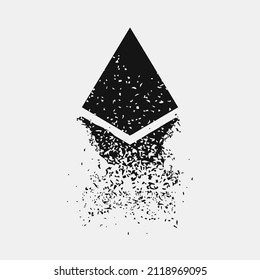 Crushed Ethereum Symbol. Simple illustration of Ethereum coin. Concept of internet cryptocurrency.  International stock exchange. Ethereum Mining Stocks Getting Crushed