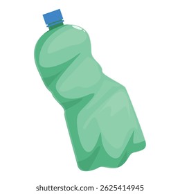 Garrafa de plástico verde esmagada, enfatizando a importância da reciclagem e da redução de resíduos