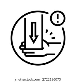crushed hand by machine line icon vector. crushed hand by machine sign. isolated contour symbol black illustration