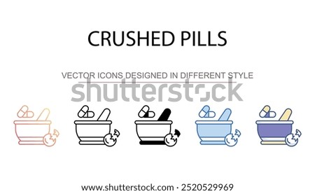 Crushed Pills icon design with white background stock illustration