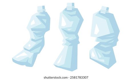 Crushed plastic bottle trash illustration