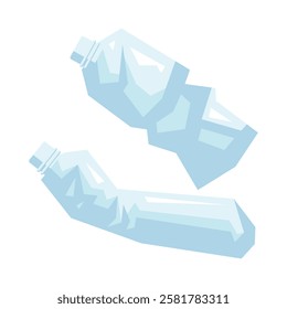 Crushed plastic bottle trash illustration