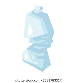 Crushed plastic bottle trash illustration