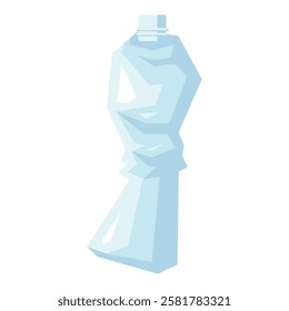 Crushed plastic bottle trash illustration