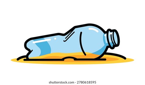 Crushed plastic water bottle on ground