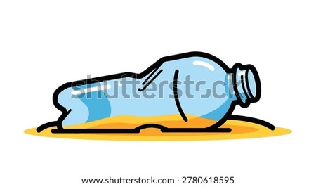 Crushed plastic water bottle on ground