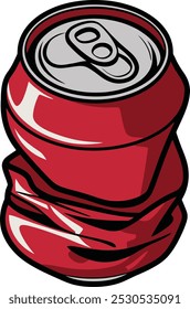 Crushed Red Soda Can Illustration