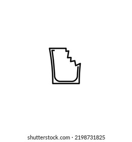 crushed shot glass icon on white background. simple, line, silhouette and clean style. black and white. suitable for symbol, sign, icon or logo
