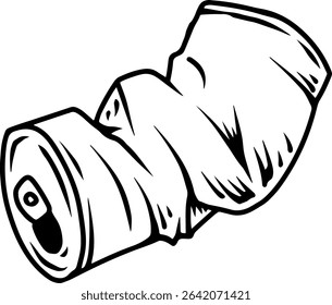 Crushed soda can line drawing  