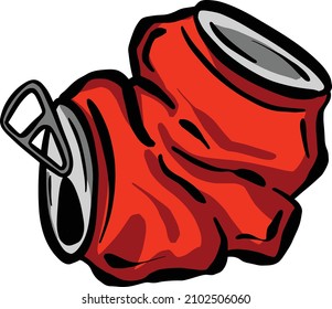 Crushed Soda Cola Tin or Aluminium Can Cartoon Logo Mascot