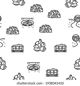 Crushed Stone Mining Vector Seamless Pattern Thin Line Illustration