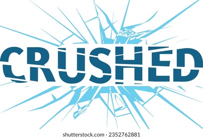 Crushed text illustration on white background with blue and white stripes